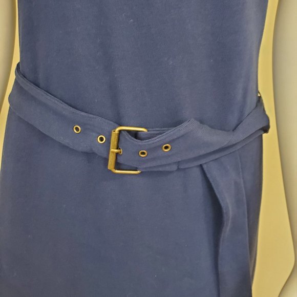 NWT Lauren Ralph Lauren Navy Blue Knit Cotton Dress w/ Belt Office Preppy Size S - Picture 12 of 13